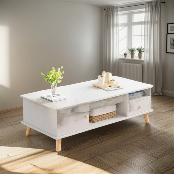 Mesa De Centro 120x48x46cm Con 2 Cajones