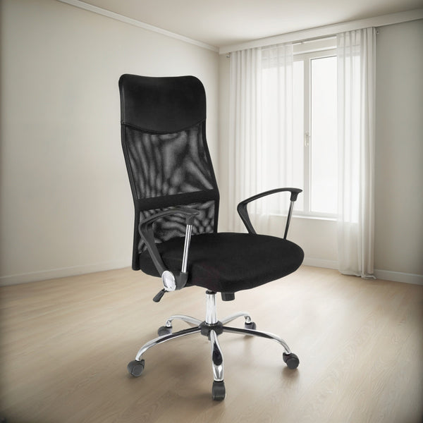 Silla Ejecutiva Malla 122x55x64 Cm Negra Negro Cuero Sintético