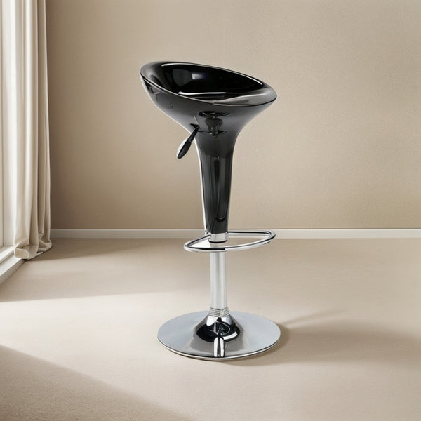 Silla Piso Bar Altura Regulable Galvanizado Negro