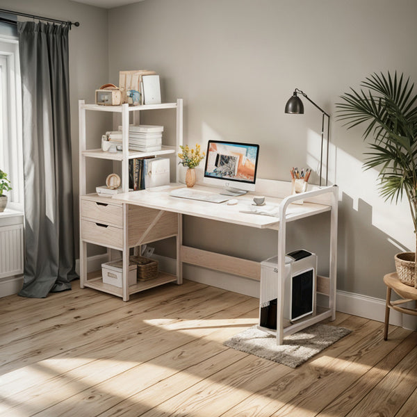 Escritorio Con Organizador 2 Cajones 100cm Blanco