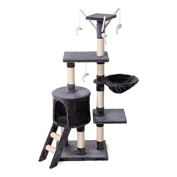 Rascador Torre Interactivo Incluye Cucha 145 Cm Para Gato Gris