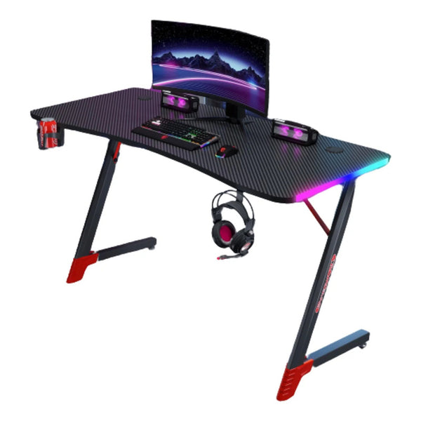 Escritorio Gamer Profesional Luces Rgb 120cm Negro