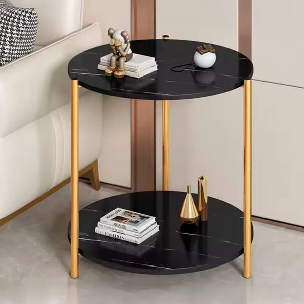 Mesa Lateral Redonda Diseño Mármol 40cm