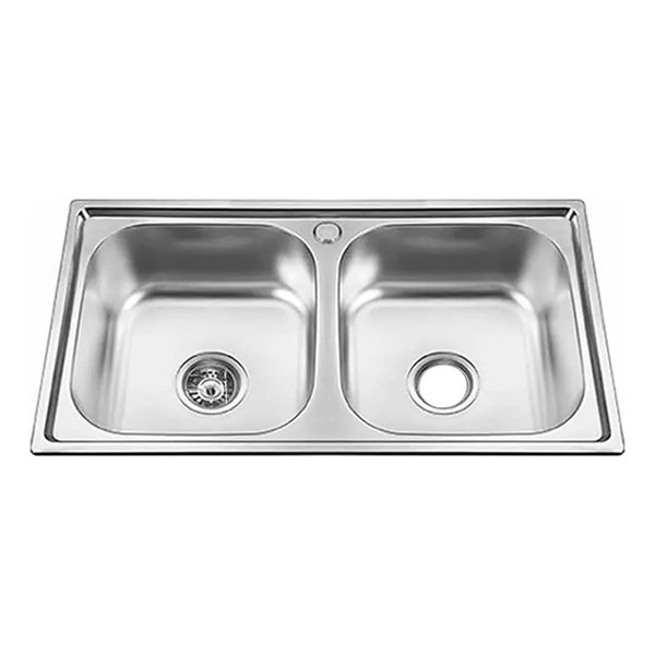 Lavaplatos Doble Empotrado 78 X 43 X 20 Cm + Rejilla Plateado