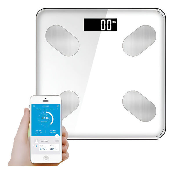 Pesa Balanza Inteligente Baño Bluetooth Smart Scale Imc Blanco
