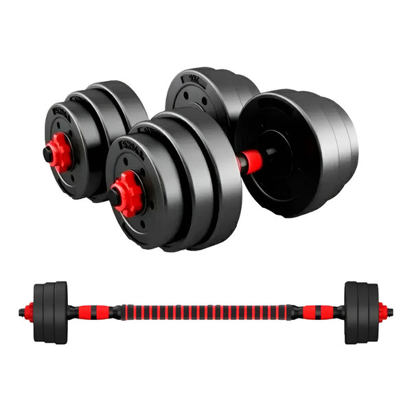 Set Mancuernas Ajustable 20 Kg - Barra Armable Extensión Negro