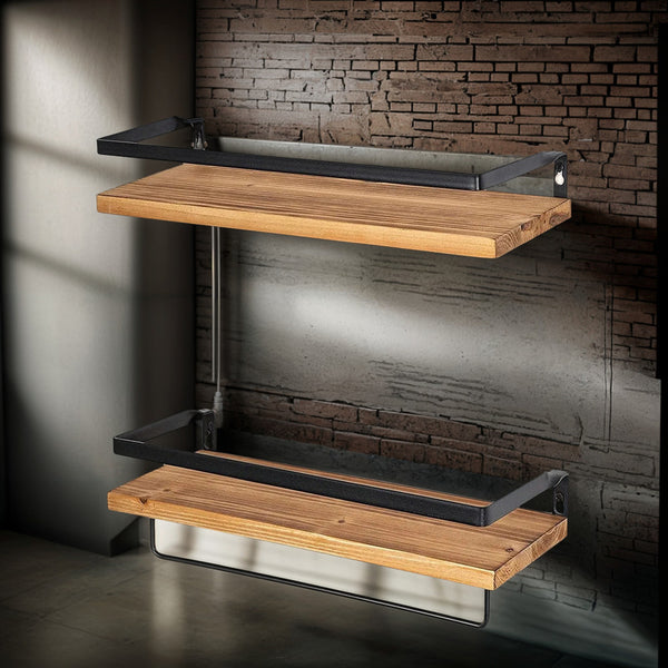 Repisas Flotantes De Madera Modernas Kit X2 Colores Marrón Claro