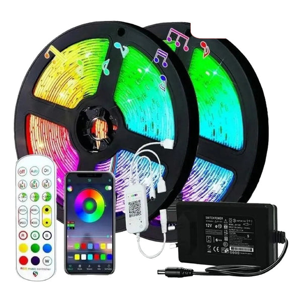 Tira De Luces Led Rrgb Bluetooth Músic 20 Metros Led Rgb